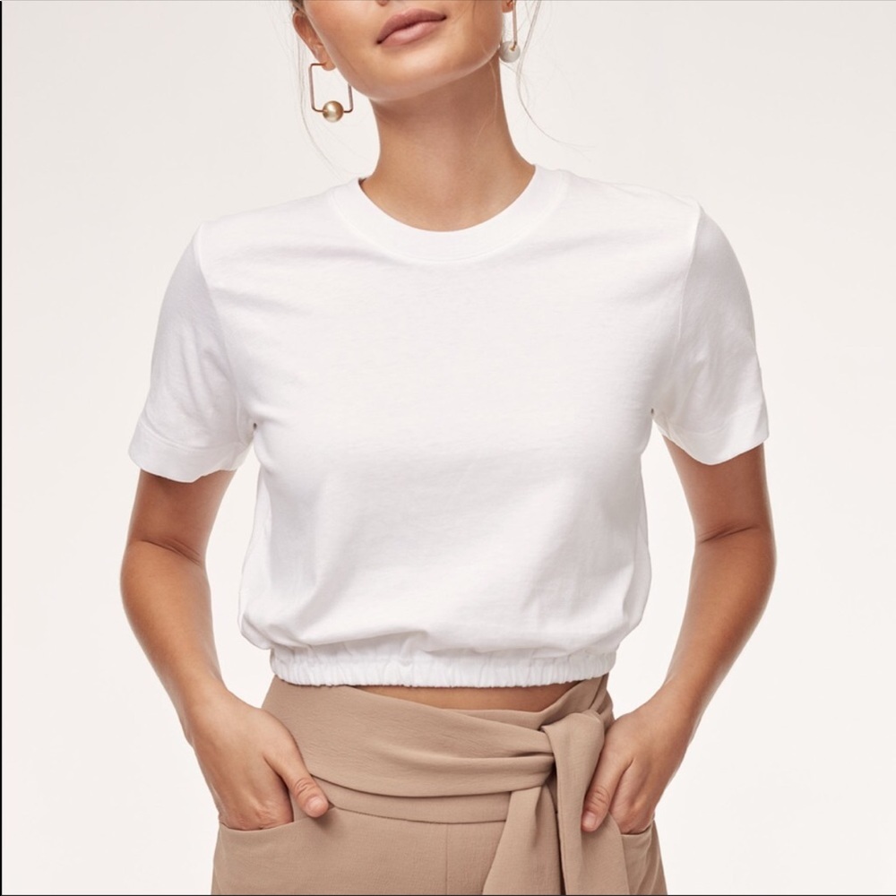 Aritzia Wilfred Piaf Crop Top- White- Size S
